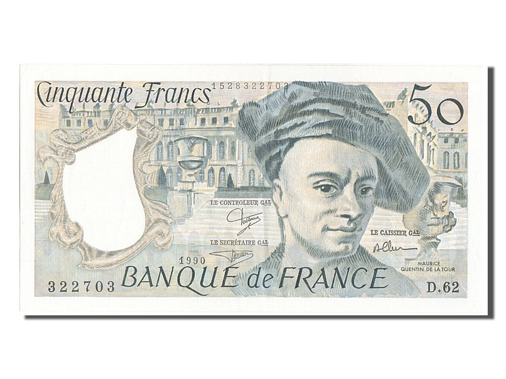 Biljet, Frankrijk, 50 Francs, 50 F 1976-1992 ''Quentin de La Tour'', 1990, TTB+