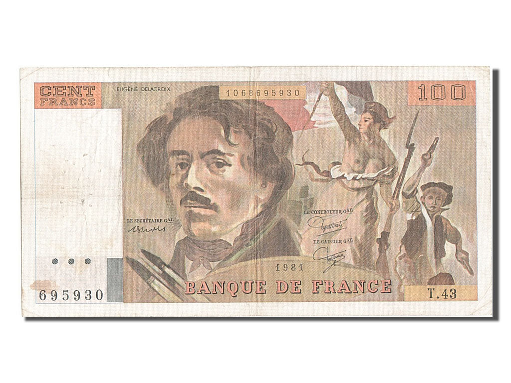 Banknote, France, 100 Francs, 100 F 1978-1995 ''Delacroix'', 1981, VF(20-25)