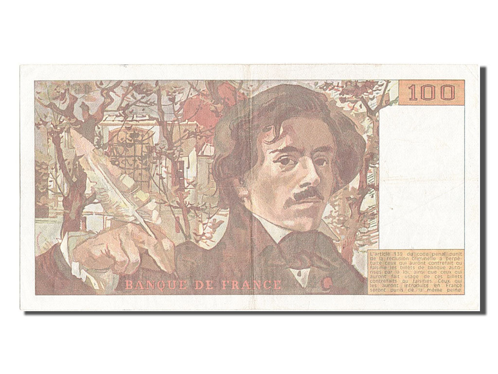 Billete, Francia, 100 Francs, 100 F 1978-1995 ''Delacroix'', 1989, MBC