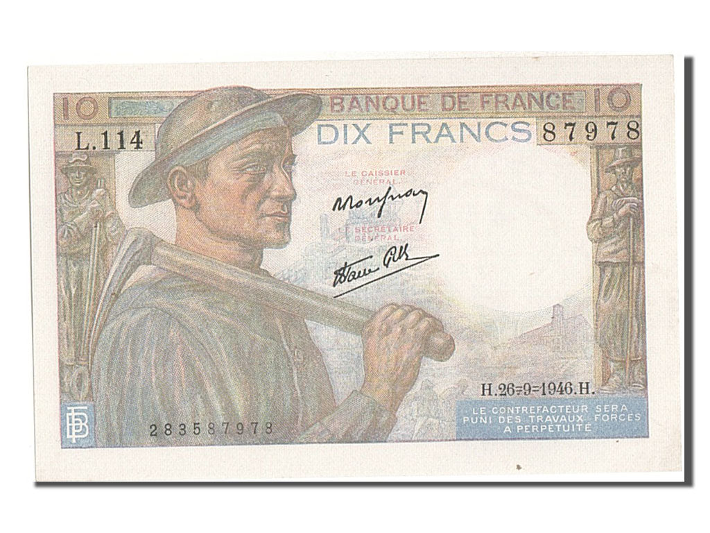 Billet, France, 10 Francs, 10 F 1941-1949 ''Mineur'', 1946, 1946-09-26, SPL