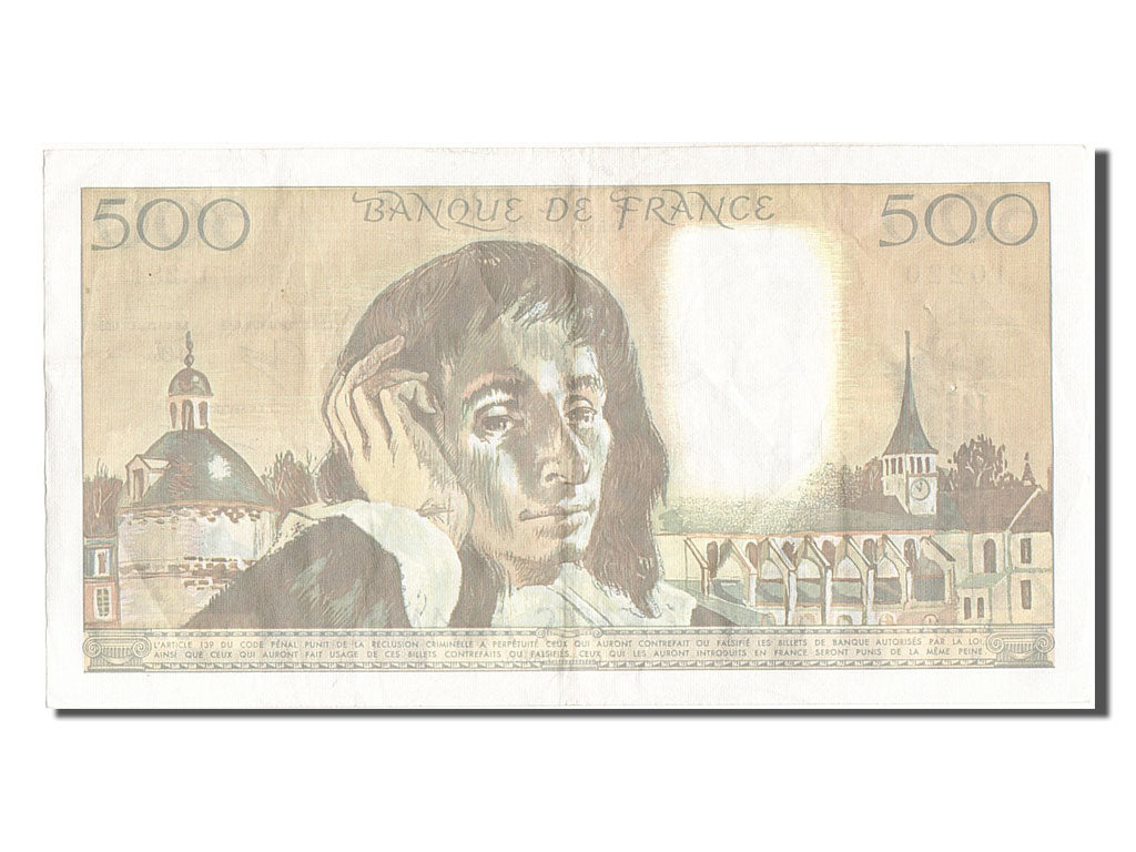Geldschein, Frankreich, 500 Francs, 500 F 1968-1993 ''Pascal'', 1988