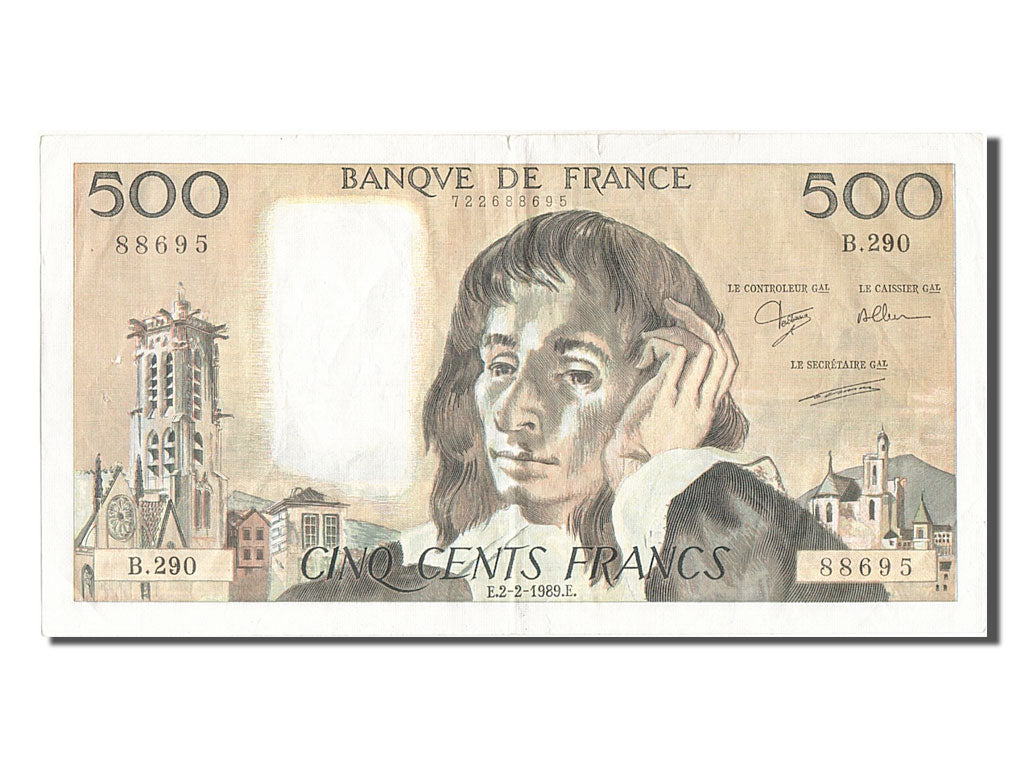 Banknote, France, 500 Francs, 500 F 1968-1993 ''Pascal'', 1985, 1989-02-02