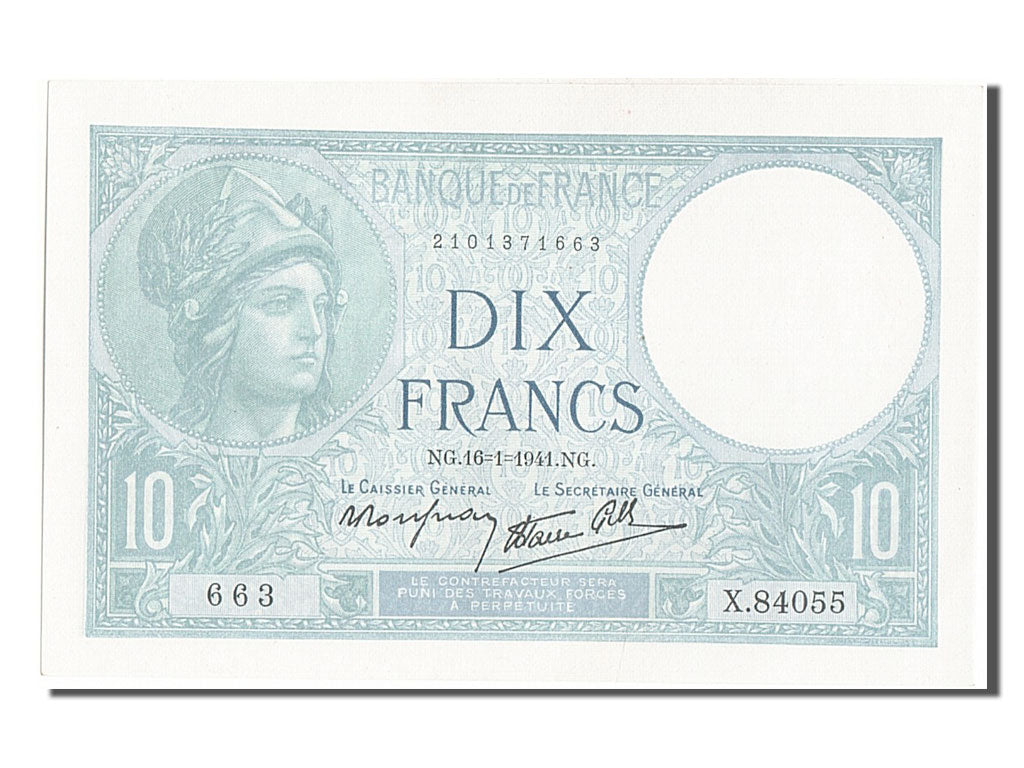Billet, France, 10 Francs, 10 F 1916-1942 ''Minerve'', 1941, 1941-01-16, NEUF