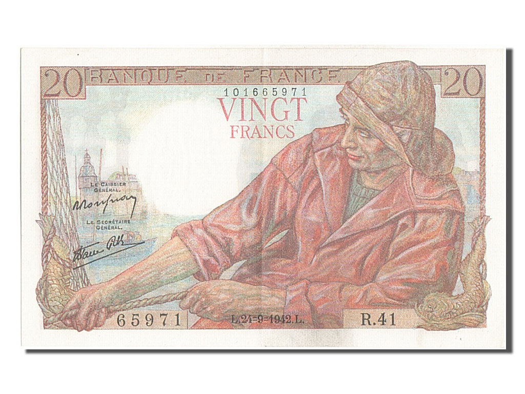 Biljet, Frankrijk, 20 Francs, 20 F 1942-1950 ''Pêcheur'', 1942, 1942-09-24