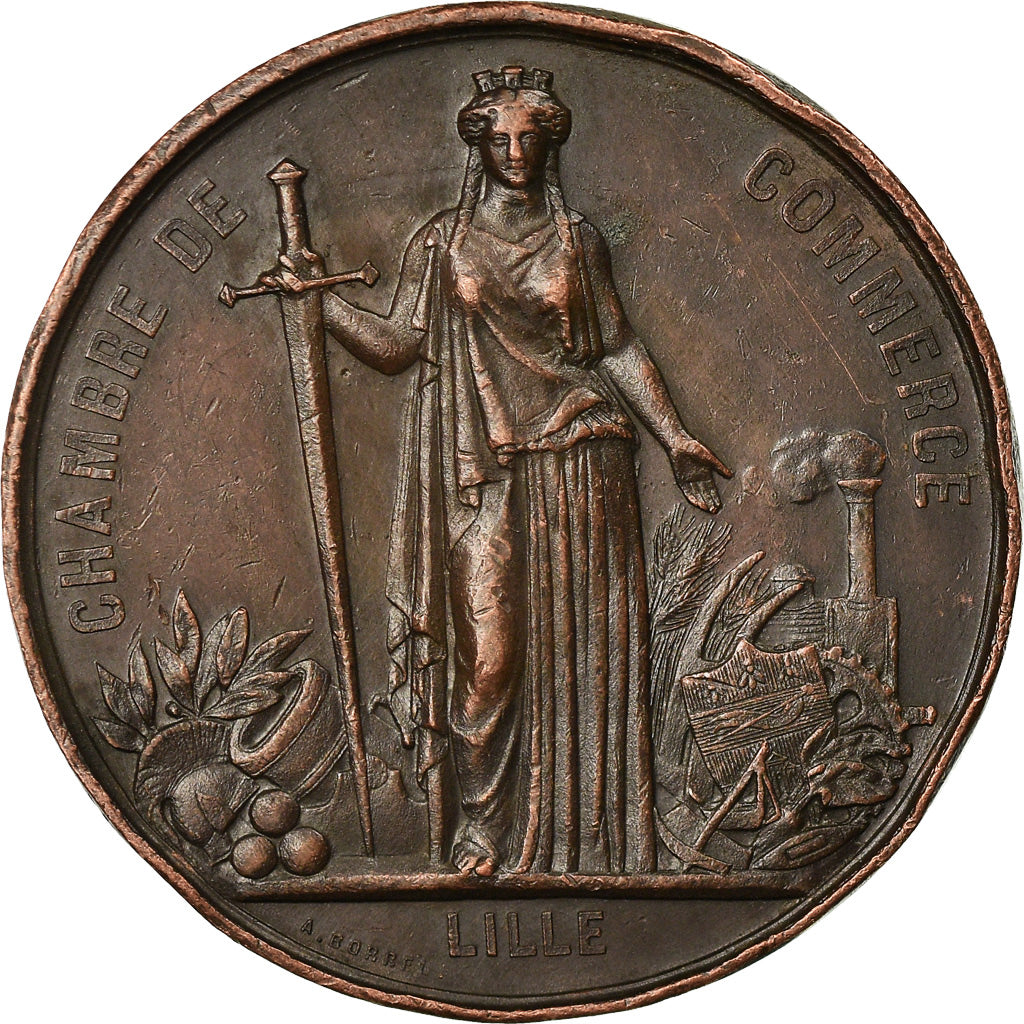 France, Medal, Napoléon III, Visite de la Chambre de Commerce de Lille, 1867