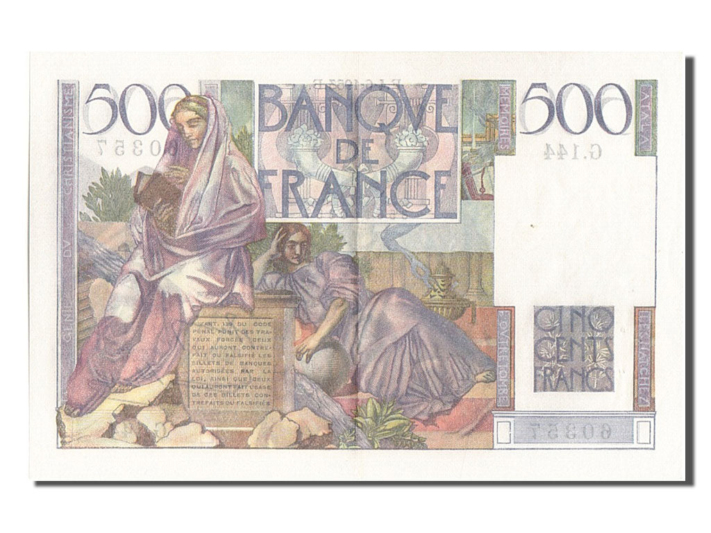 Banconote, Francia, 500 Francs, 500 F 1945-1953 ''Chateaubriand'', 1953