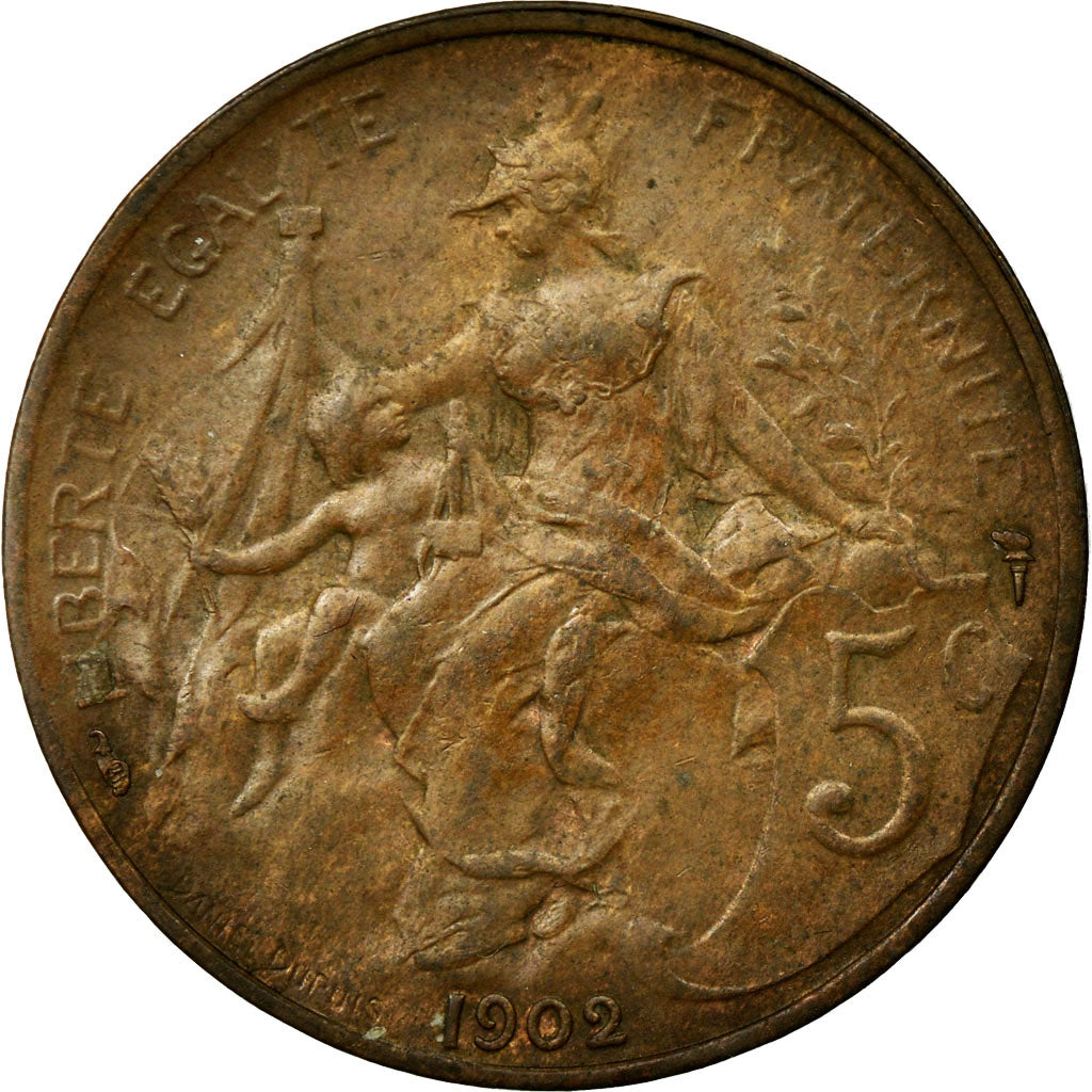 Coin, France, Dupuis, 5 Centimes, 1902, EF(40-45), Bronze, Gadoury:165