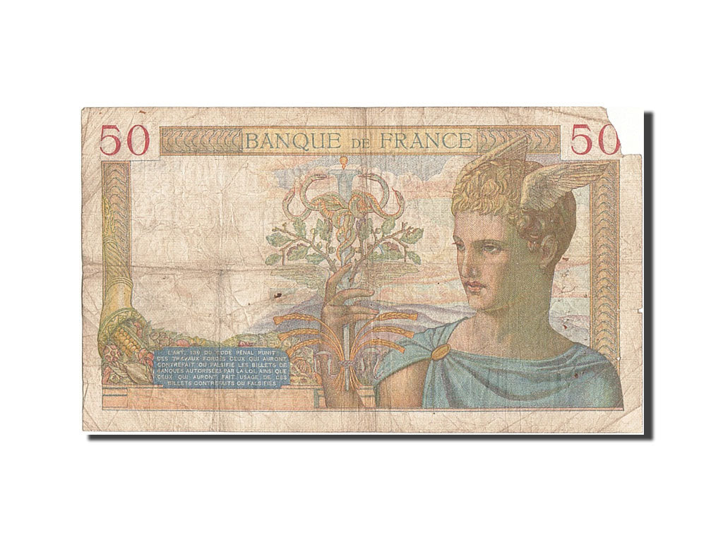Banknot, Francja, 50 Francs, Cérès, 1937, 1937-09-09, VG(8-10), Fayette:18.3
