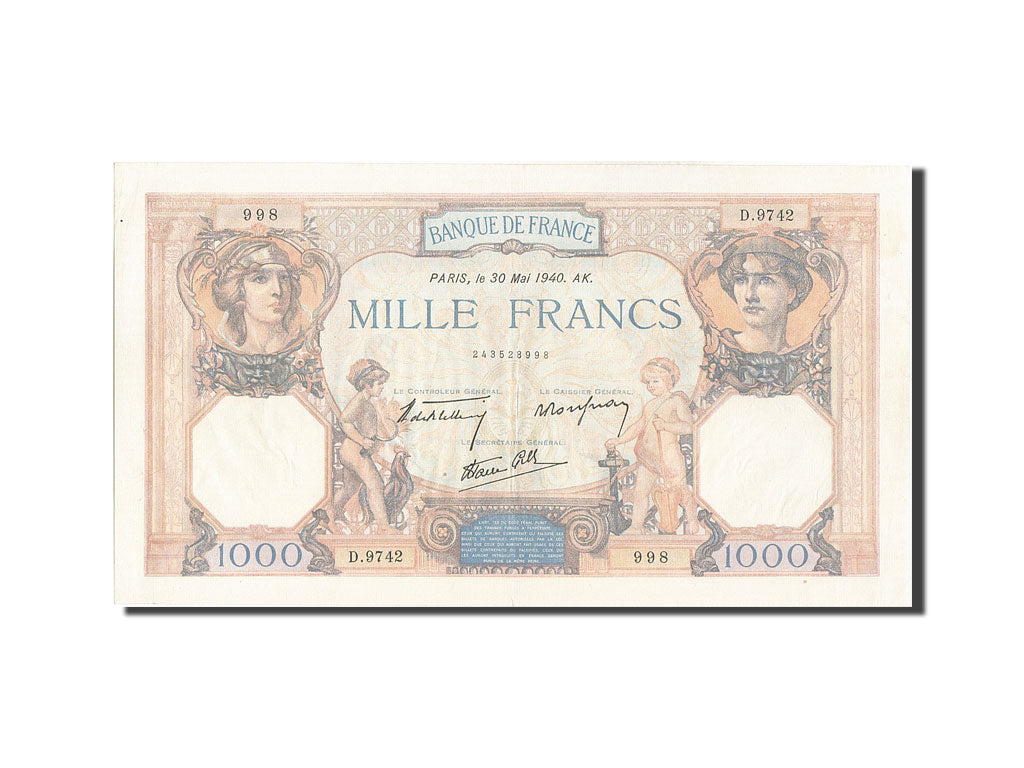 Banknot, Francja, 500 Francs, Cérès et Mercure, 1940, 1940-05-30, AU(50-53)