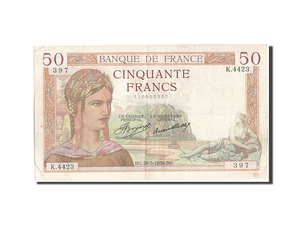 Geldschein, Frankreich, 50 Francs, 50 F 1934-1940 ''Cérès'', 1936, 1936-05-28