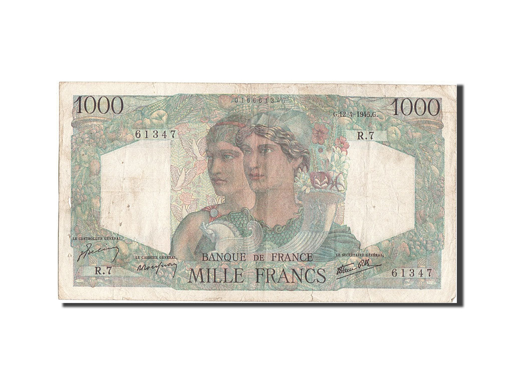 Banknot, Francja, 1000 Francs, Minerve et Hercule, 1945, 1945-04-12, VF(20-25)