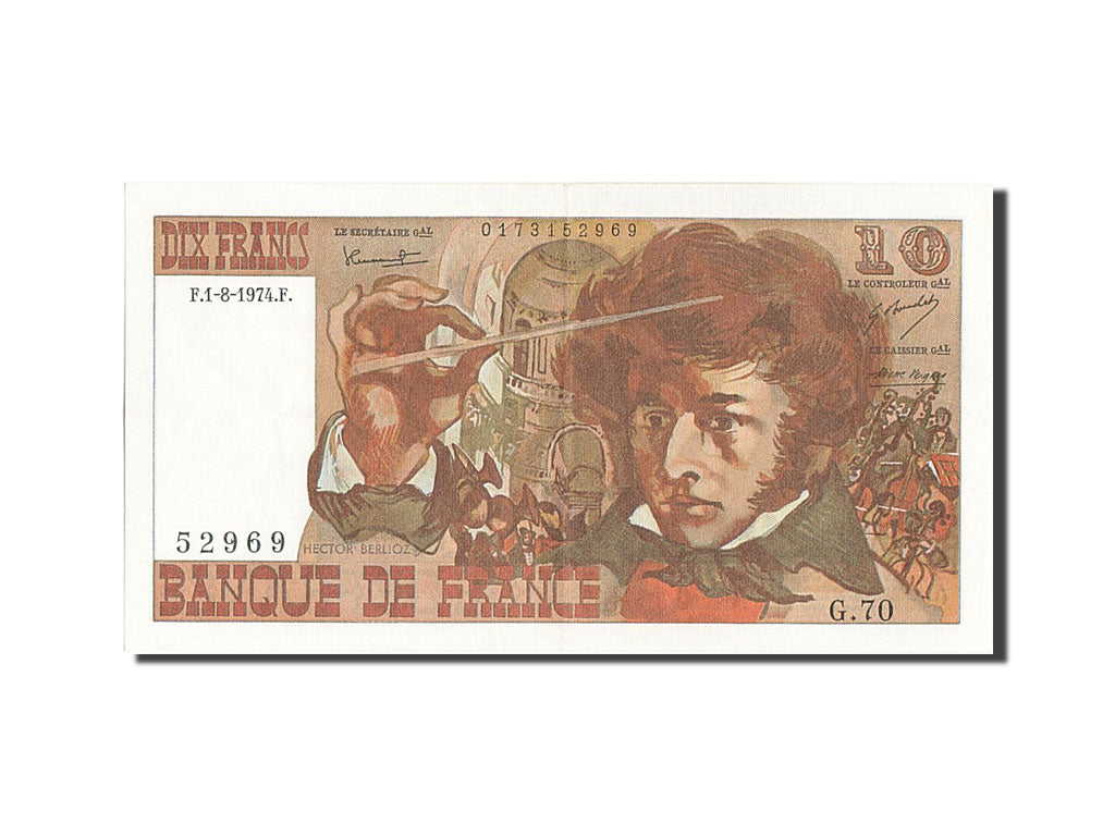 Billete, Francia, 10 Francs, 10 F 1972-1978 ''Berlioz'', 1974, 1974-08-01, EBC+
