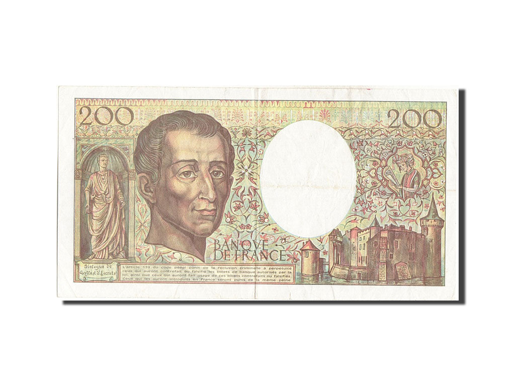 Banknote, France, 200 Francs, 200 F 1981-1994 ''Montesquieu'', 1992, EF(40-45)