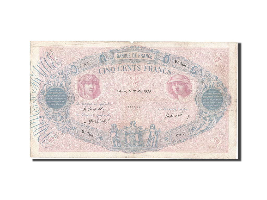 Banconote, Francia, 500 Francs, 500 F 1888-1940 ''Bleu et Rose'', 1920