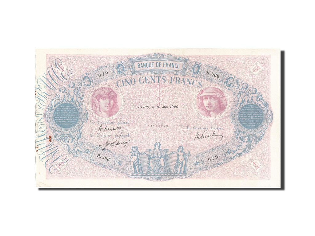 Banconote, Francia, 500 Francs, 500 F 1888-1940 ''Bleu et Rose'', 1920