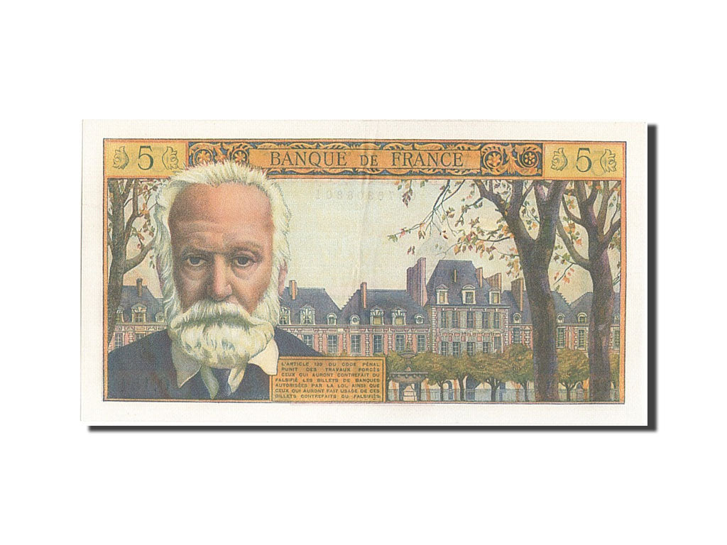 Biljet, Frankrijk, 5 Nouveaux Francs, 5 NF 1959-1965 ''Victor Hugo'', 1965
