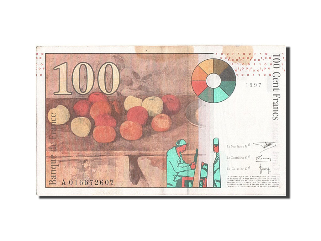 Banknote, France, 100 Francs, 100 F 1997-1998 ''Cézanne'', 1997, EF(40-45)
