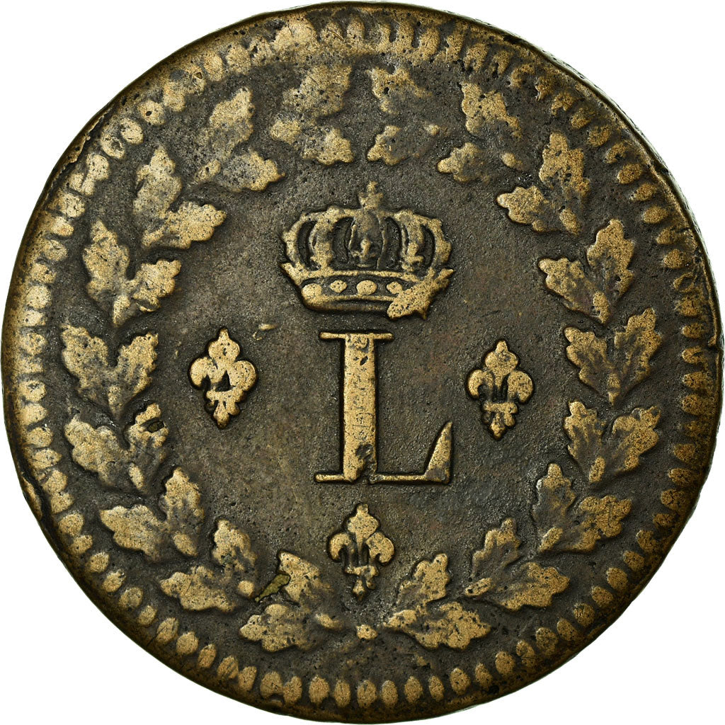Coin, France, Louis XVIII, Decime, 1814, Strasbourg, EF(40-45), Bronze