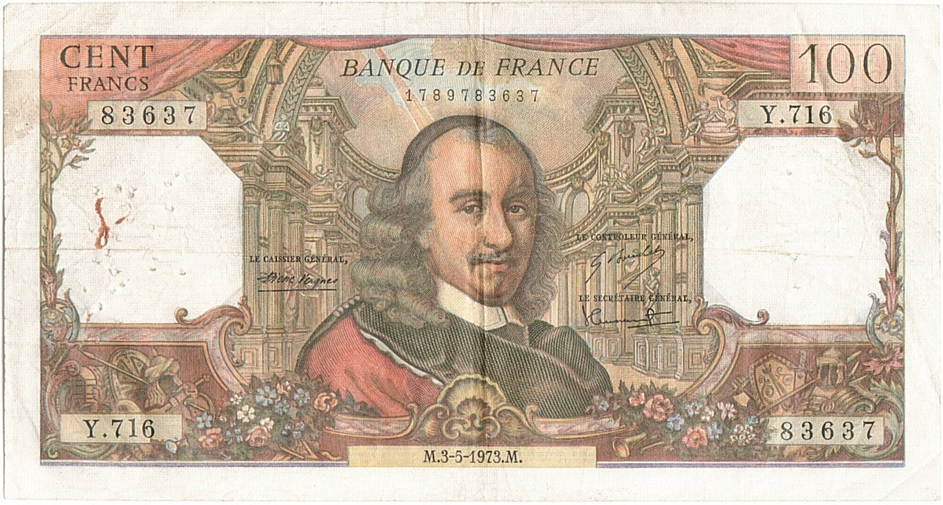 Billete, Francia, 100 Francs, 100 F 1964-1979 ''Corneille'', 1973, 1973-05-03