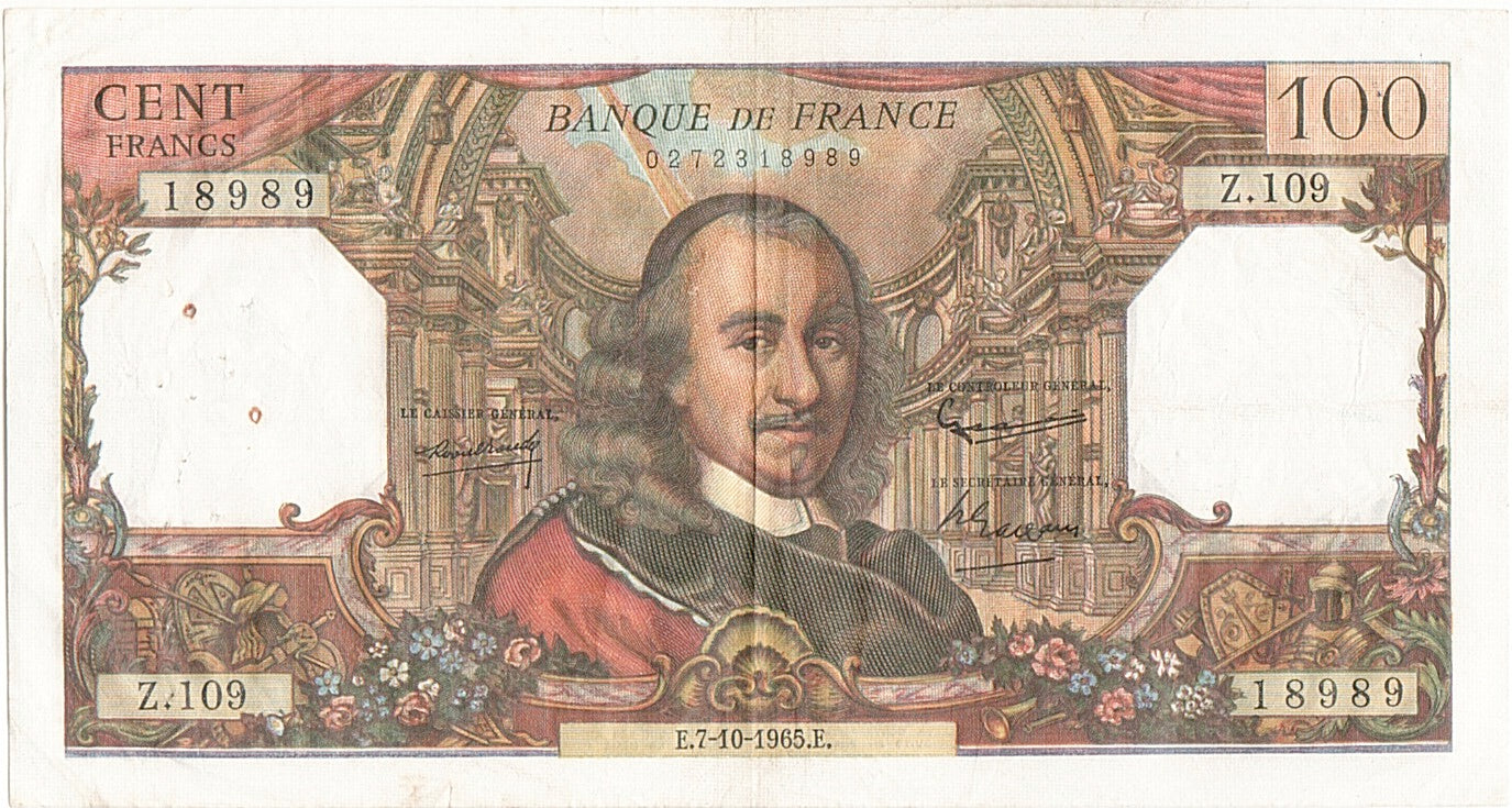 Banconote, Francia, 100 Francs, 100 F 1964-1979 ''Corneille'', 1965, 1965-10-07