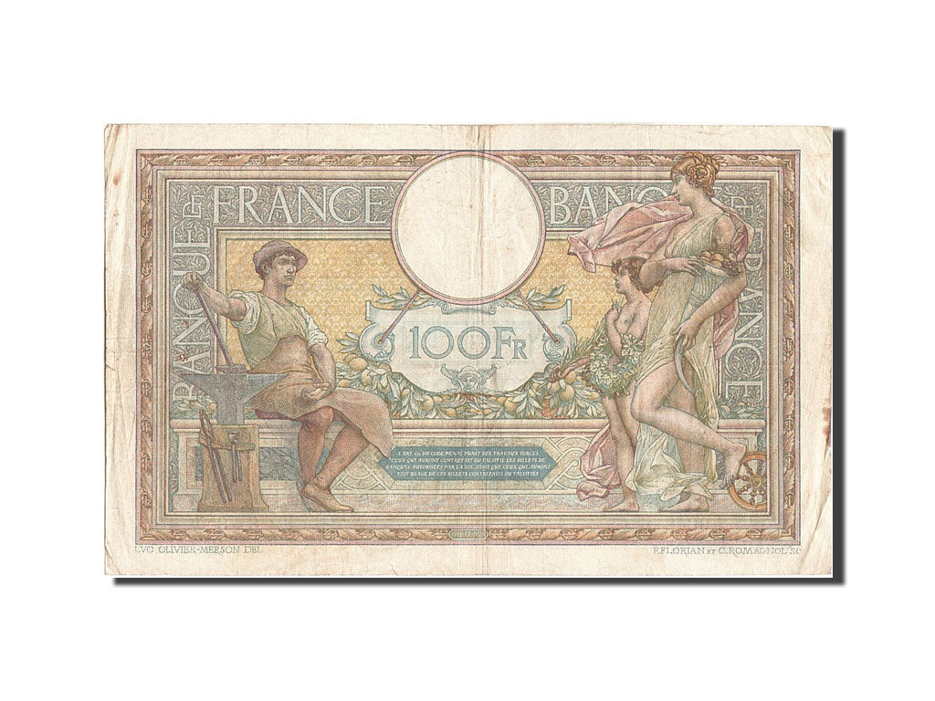 Banknote, France, 100 Francs, 100 F 1908-1939 ''Luc Olivier Merson'', 1923