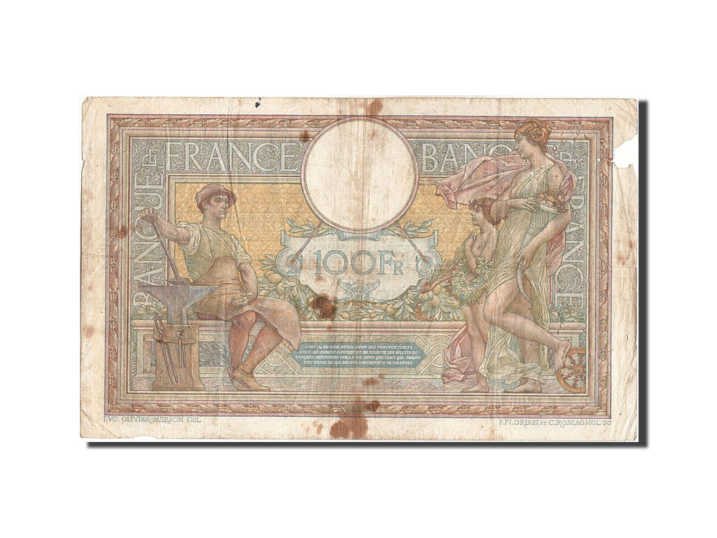 Banknote, France, 100 Francs, 100 F 1908-1939 ''Luc Olivier Merson'', 1913