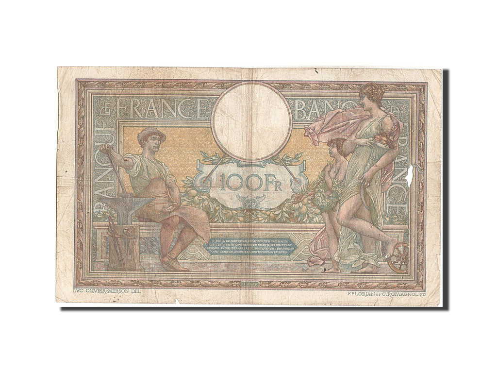 Banknot, Francja, 100 Francs, Luc Olivier Merson, 1920, 1920-03-10, VF(20-25)