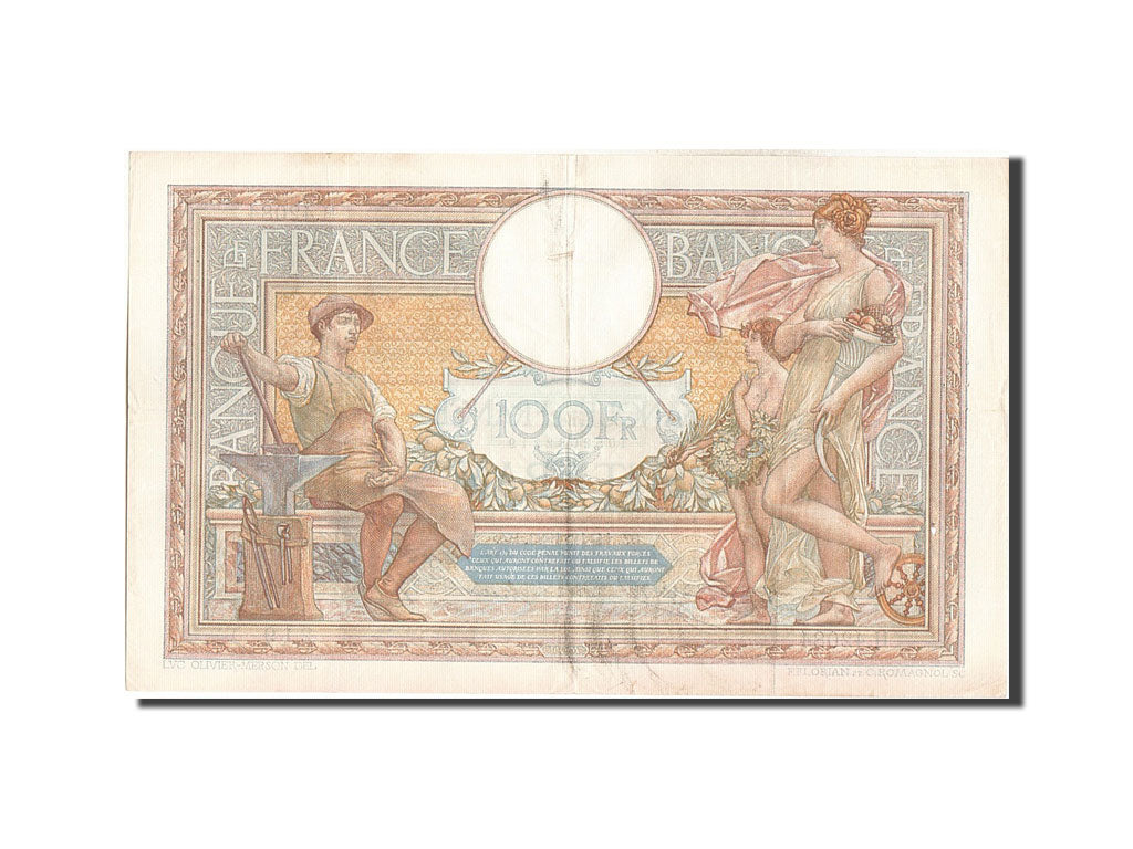 Billete, Francia, 100 Francs, 100 F 1908-1939 ''Luc Olivier Merson'', 1933