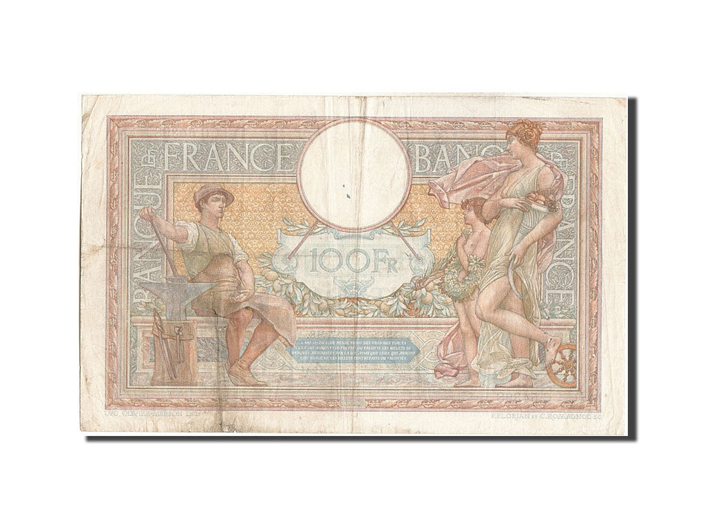 Banknot, Francja, 100 Francs, Luc Olivier Merson, 1937, 1937-05-27, EF(40-45)