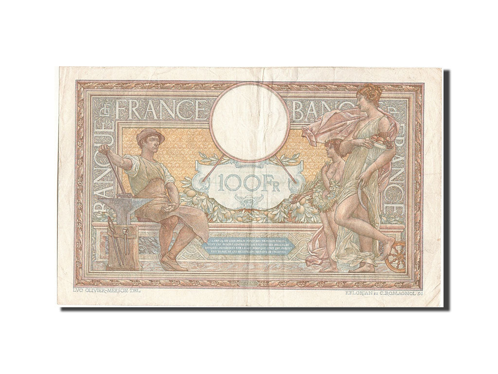 Banknot, Francja, 100 Francs, Luc Olivier Merson, 1937, 1937-06-30, EF(40-45)