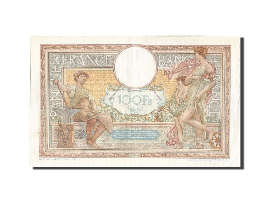 Billete, Francia, 100 Francs, 100 F 1908-1939 ''Luc Olivier Merson'', 1937