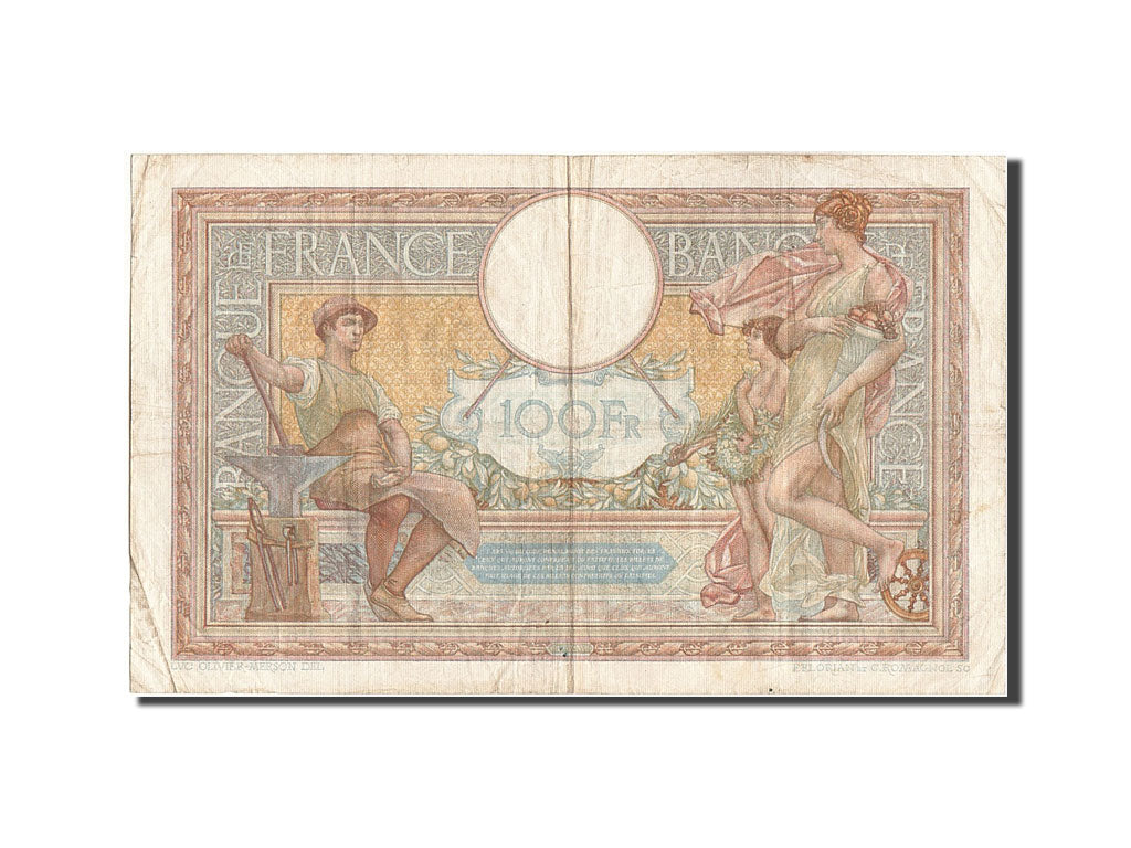 Biljet, Frankrijk, 100 Francs, 100 F 1908-1939 ''Luc Olivier Merson'', 1937