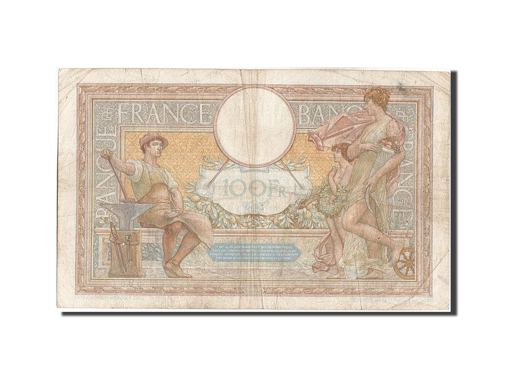 Billete, Francia, 100 Francs, 100 F 1908-1939 ''Luc Olivier Merson'', 1937
