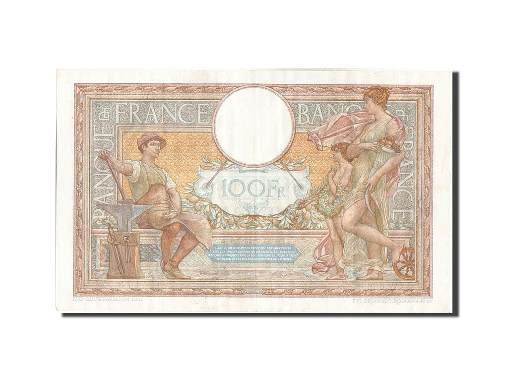 Biljet, Frankrijk, 100 Francs, 100 F 1908-1939 ''Luc Olivier Merson'', 1937