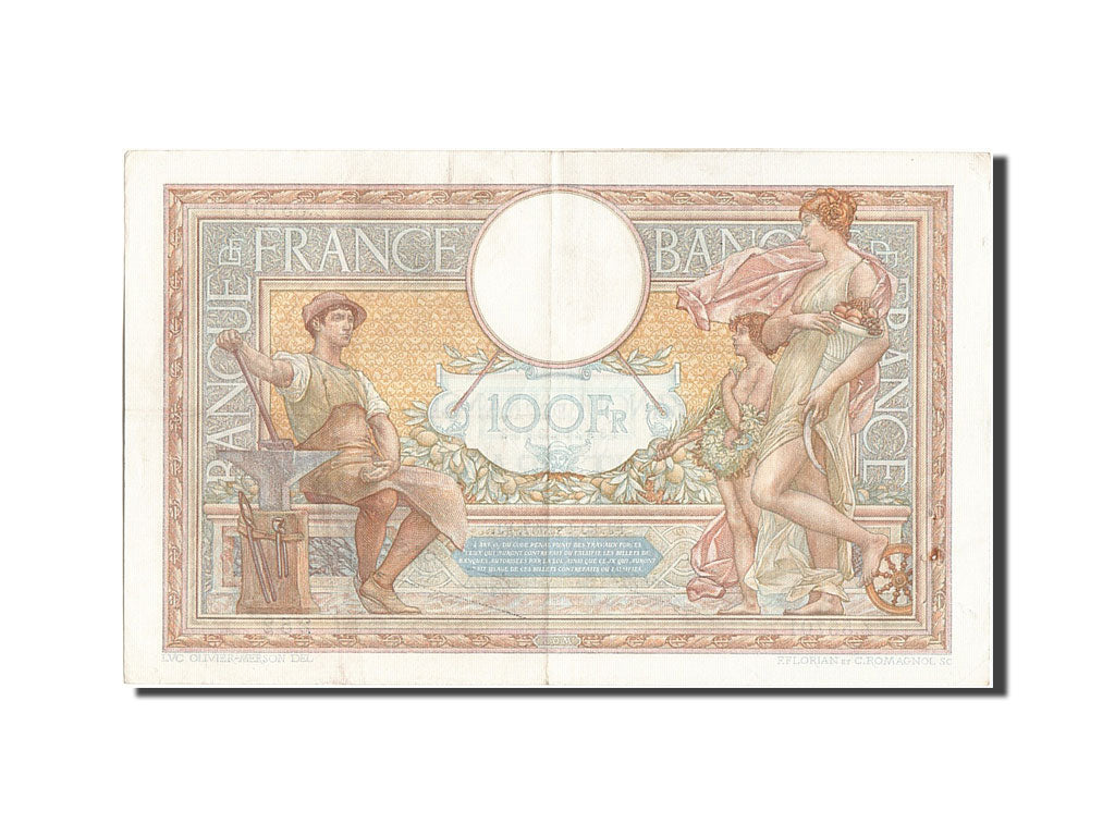 Banknote, France, 100 Francs, 100 F 1908-1939 ''Luc Olivier Merson'', 1937