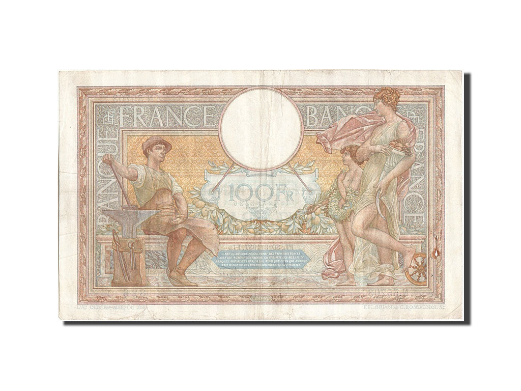 Biljet, Frankrijk, 100 Francs, 100 F 1908-1939 ''Luc Olivier Merson'', 1937