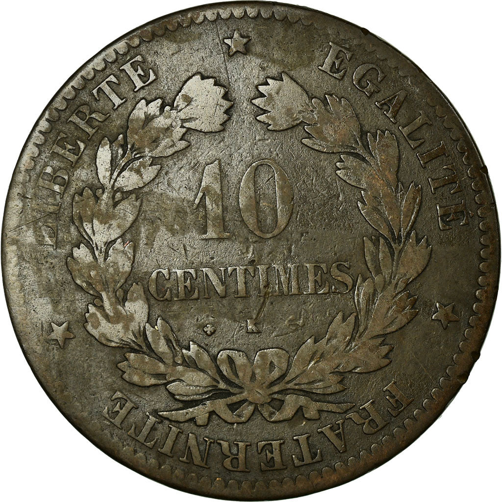 Coin, France, Cérès, 10 Centimes, 1871, Bordeaux, VF(20-25), Bronze