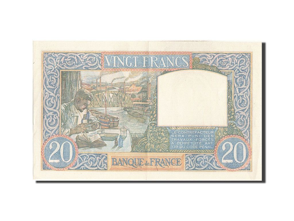Banconote, Francia, 20 Francs, 20 F 1939-1942 ''Science et Travail'', 1940