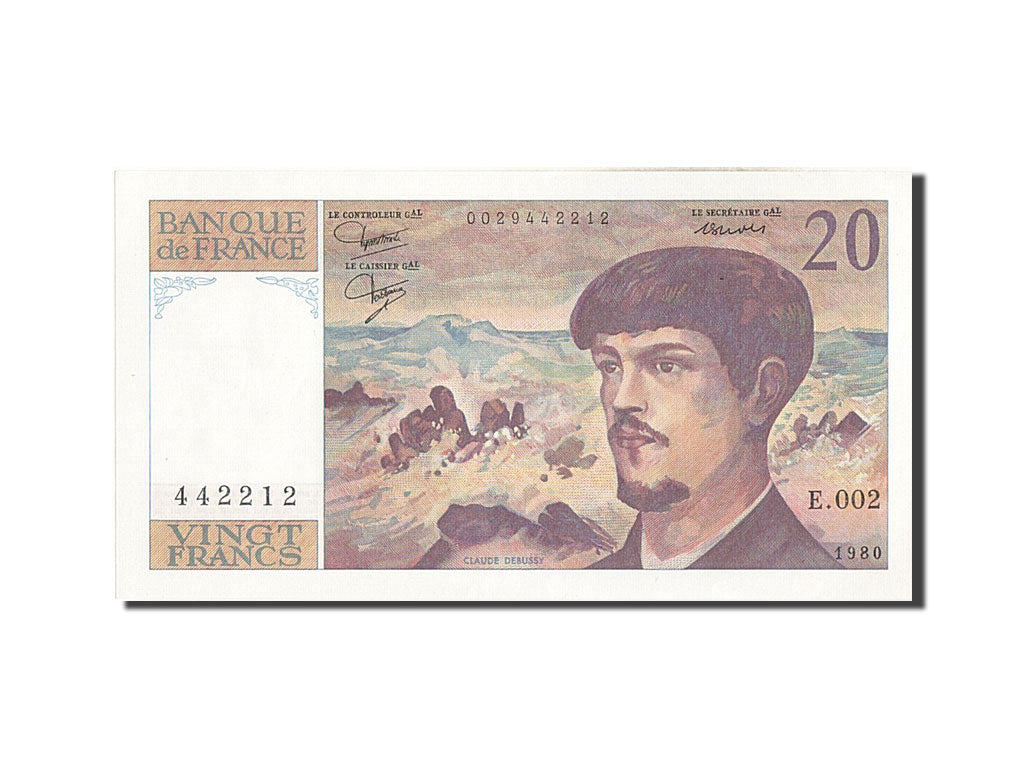 Billete, Francia, 20 Francs, 20 F 1980-1997 ''Debussy'', 1980, SC+