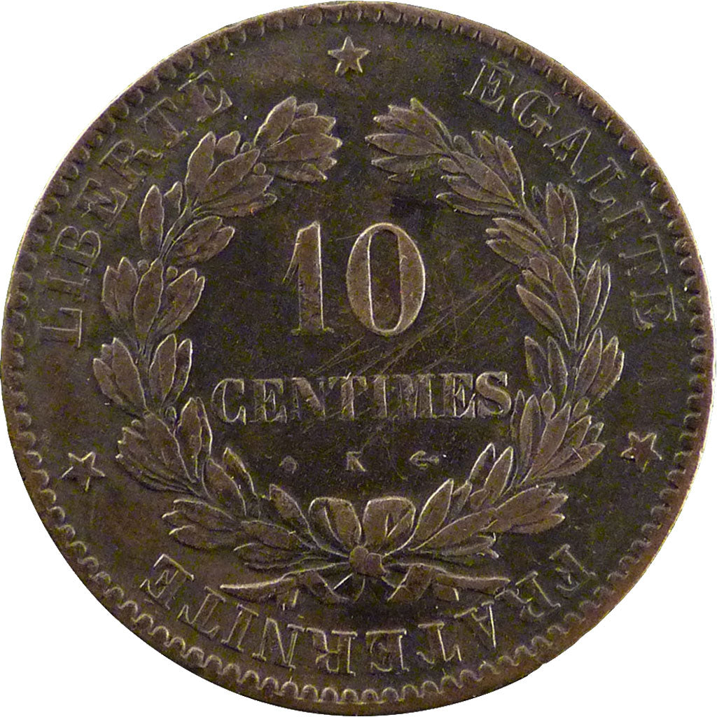 Coin, France, Cérès, 10 Centimes, 1874, Bordeaux, EF(40-45), Bronze