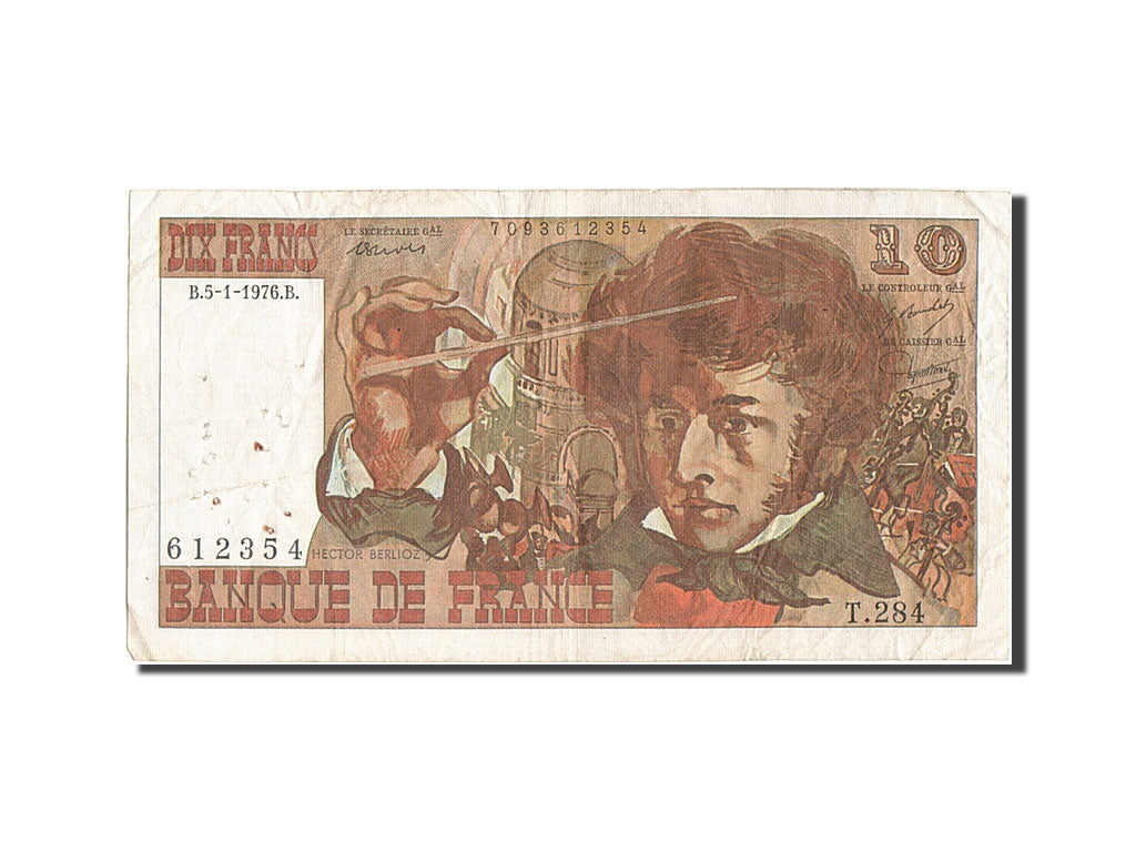 Banknot, Francja, 10 Francs, Berlioz, 1976, 1976-01-05, VF(20-25)