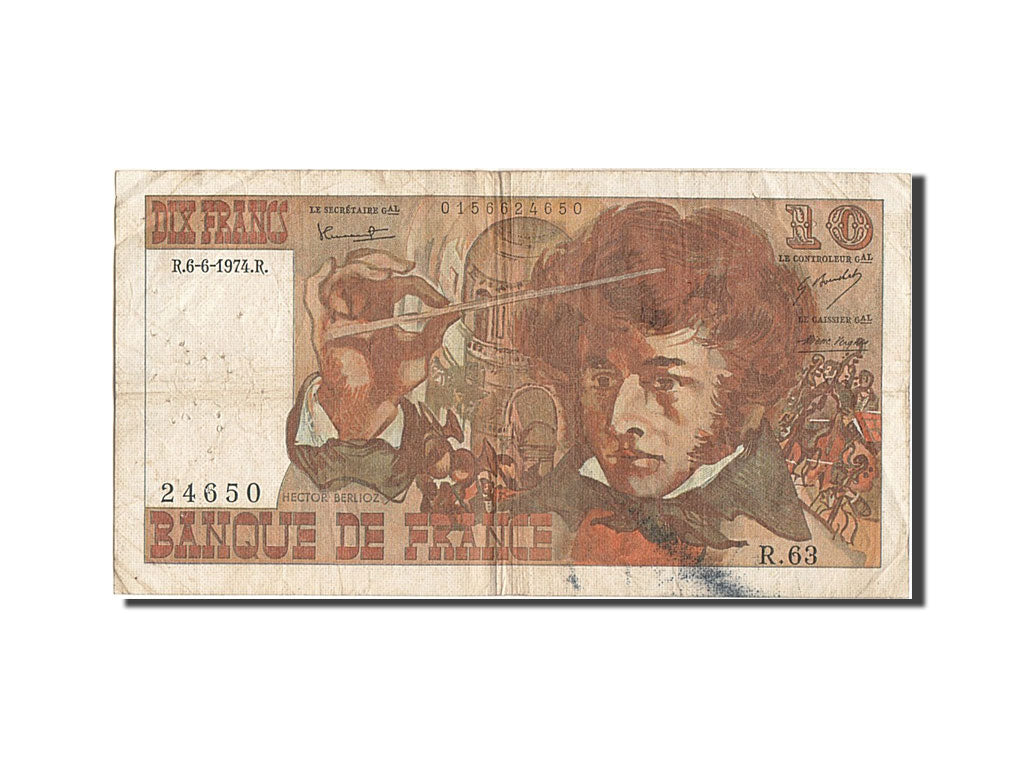 Biljet, Frankrijk, 10 Francs, 10 F 1972-1978 ''Berlioz'', 1979, 1974-06-06, TB