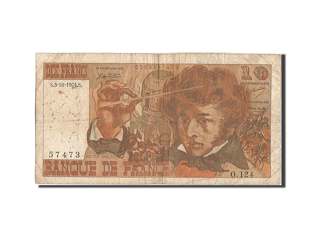 Biljet, Frankrijk, 10 Francs, 10 F 1972-1978 ''Berlioz'', 1974, 1974-10-03, TB