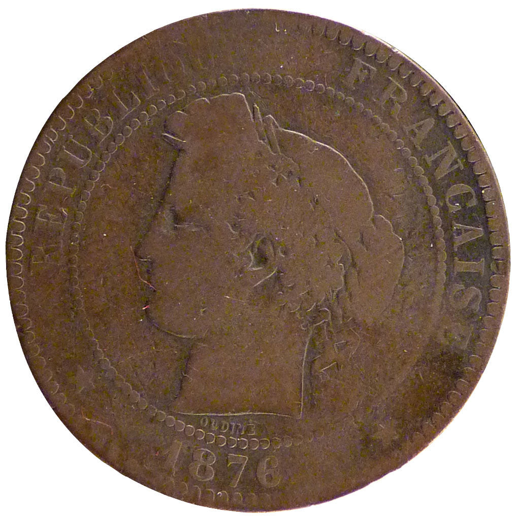 Coin, France, Cérès, 10 Centimes, 1876, Paris, VF(20-25), Bronze, Gadoury:265a