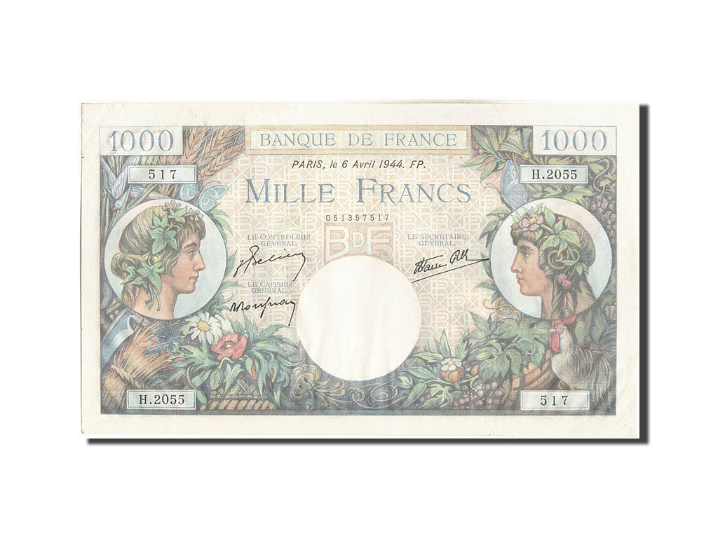 Banknote, France, 1000 Francs, 1 000 F 1940-1944 ''Commerce et Industrie''