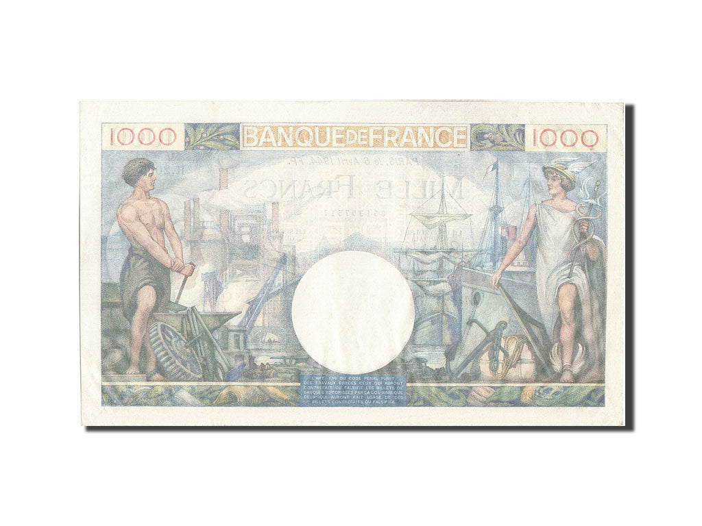 Banknote, France, 1000 Francs, 1 000 F 1940-1944 ''Commerce et Industrie''