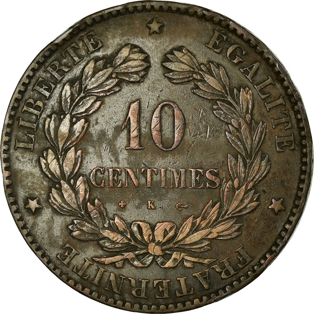 Coin, France, Cérès, 10 Centimes, 1876, Bordeaux, AU(50-53), Bronze