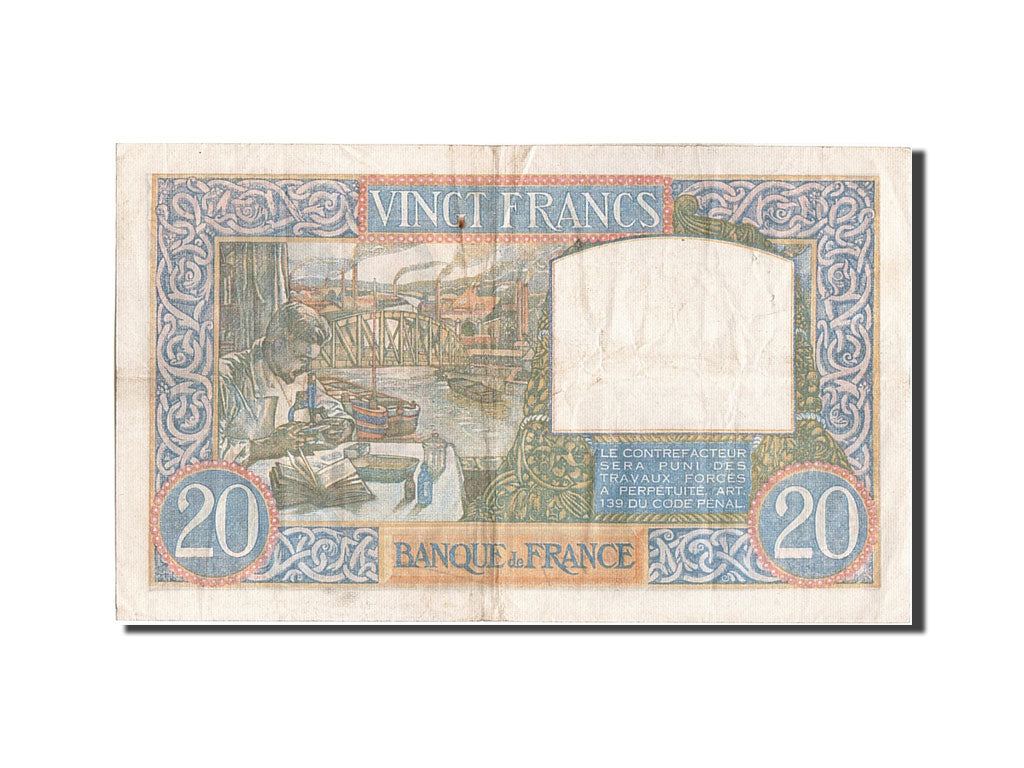 Billete, Francia, 20 Francs, 20 F 1939-1942 ''Science et Travail'', 1940