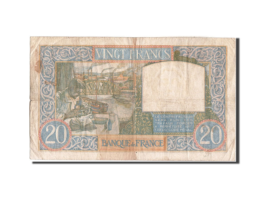 Billete, Francia, 20 Francs, 20 F 1939-1942 ''Science et Travail'', 1940