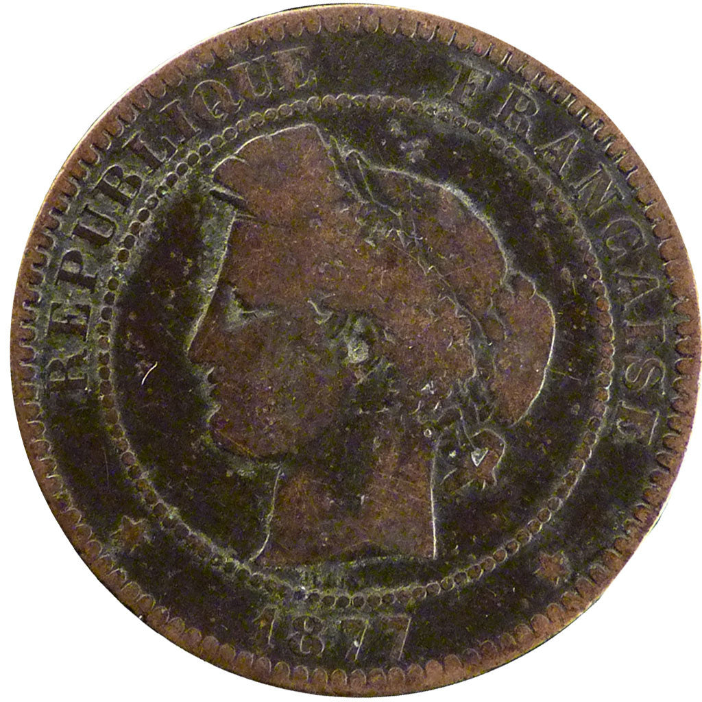 Coin, France, Cérès, 10 Centimes, 1877, Paris, F(12-15), Bronze, Gadoury:265a